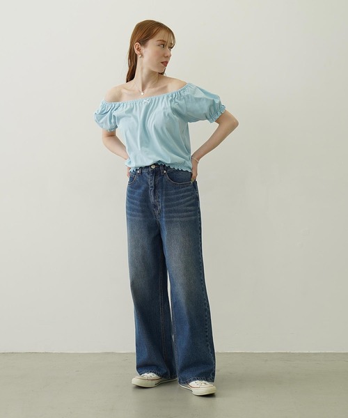 MILKFED.（ミルクフェド）の「PUFF SHORT SLEEVE TOP（Tシャツ/カットソー・レディース・オフホワイト/ブラック/ライトブルー・ONE SIZE）」の15枚目の写真