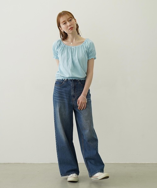 MILKFED.（ミルクフェド）の「PUFF SHORT SLEEVE TOP（Tシャツ/カットソー・レディース・オフホワイト/ブラック/ライトブルー・ONE SIZE）」の18枚目の写真