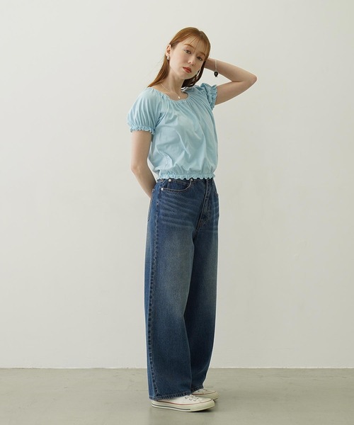MILKFED.（ミルクフェド）の「PUFF SHORT SLEEVE TOP（Tシャツ/カットソー・レディース・オフホワイト/ブラック/ライトブルー・ONE SIZE）」の19枚目の写真