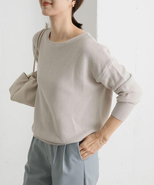 URBAN RESEARCH DOORS（アーバンリサーチドアーズ）の「コットンボートネックガーターKNIT（ニット/セーター・レディース・ライトグレー/ネイビー/モカ・MEDIUM）」の20枚目の写真