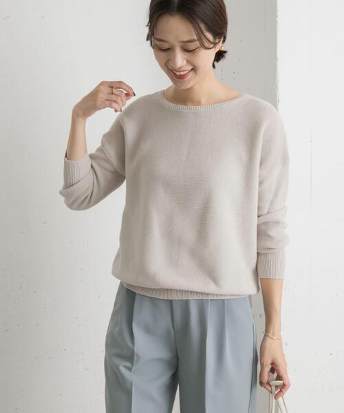 URBAN RESEARCH DOORS（アーバンリサーチドアーズ）の「コットンボートネックガーターKNIT（ニット/セーター・レディース・ライトグレー/ネイビー/モカ・MEDIUM）」の17枚目の写真