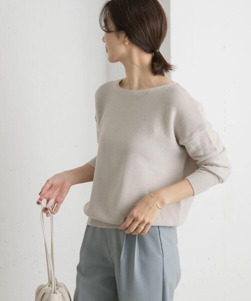 URBAN RESEARCH DOORS（アーバンリサーチドアーズ）の「コットンボートネックガーターKNIT（ニット/セーター・レディース・ライトグレー/ネイビー/モカ・MEDIUM）」の15枚目の写真