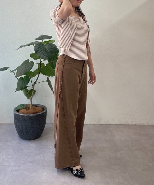 w closet（ダブルクローゼット）の「フリンジバギーデニムパンツ（デニムパンツ・レディース・ブルー/サックスブルー/ベージュ/ブラウン/ピンク/ブラウン系その他・SMALL/MEDIUM/X-SMALL）」の16枚目の写真