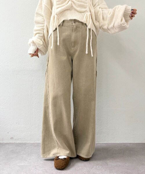 w closet（ダブルクローゼット）の「フリンジバギーデニムパンツ（デニムパンツ・レディース・ブルー/サックスブルー/ベージュ/ブラウン/ピンク/ブラウン系その他・SMALL/MEDIUM/X-SMALL）」の18枚目の写真