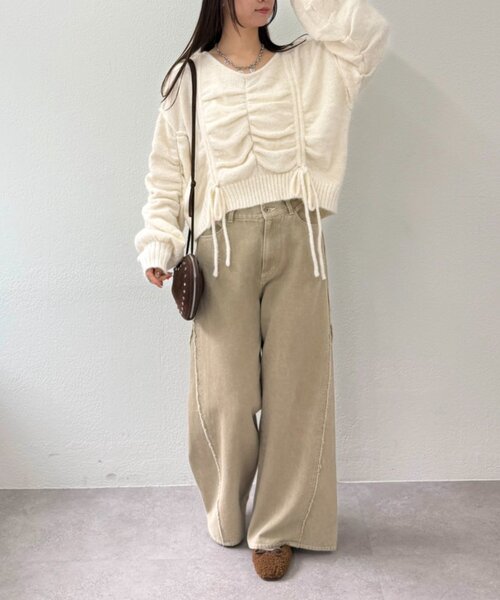 w closet（ダブルクローゼット）の「フリンジバギーデニムパンツ（デニムパンツ・レディース・ブルー/サックスブルー/ベージュ/ブラウン/ピンク/ブラウン系その他・SMALL/MEDIUM/X-SMALL）」の22枚目の写真