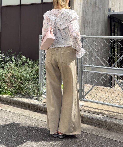 w closet（ダブルクローゼット）の「フリンジバギーデニムパンツ（デニムパンツ・レディース・ブルー/サックスブルー/ベージュ/ブラウン/ピンク/ブラウン系その他/ブラック・SMALL/MEDIUM/X-SMALL）」の10枚目の写真