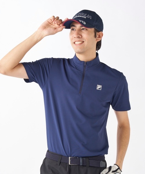 FILA GOLF(フィラゴルフ )の「【FILA GOLF/フィラゴルフ】半袖ハーフジップシャツ ゴルフ 吸汗速乾 UVカット おしゃれなギフトに最適!(シャツ/ブラウス・メンズ・ブラック/ホワイト/ネイビー・XX-LARGE/LARGE/X-LARGE/MEDIUM)」の3枚目の写真
