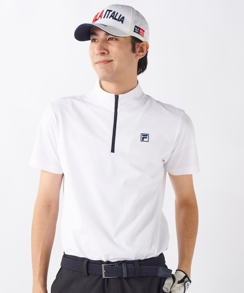 ホワイト ハーフジップ ゴルフシャツ セール】【FILA GOLF/フィラゴルフ】半袖ハーフジップシャツ