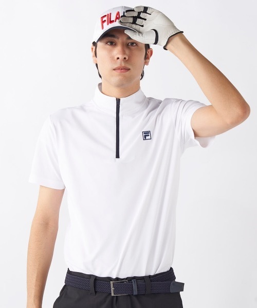 FILA GOLF(フィラゴルフ )の「【FILA GOLF/フィラゴルフ】半袖ハーフジップシャツ ゴルフ 吸汗速乾 UVカット おしゃれなギフトに最適!(シャツ/ブラウス・メンズ・ブラック/ホワイト/ネイビー・XX-LARGE/LARGE/X-LARGE/MEDIUM)」の4枚目の写真