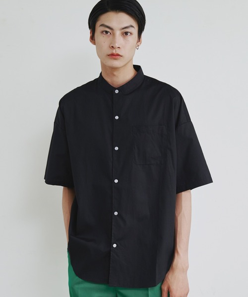 COMMON WARE(コモンウェアー)の「COMMONWARE:ビッグサイズバンドカラーシャツS/S(シャツ/ブラウス・メンズ・イエロー/ホワイト/グリーン/グリーン系/サックスブルー系/グレイッシュベージュ/ブラック×ホワイト/ラベンダー/ホワイト×ブルー/サックスブルー・XL/M/L)」の19枚目の写真