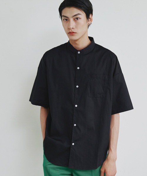 COMMON WARE(コモンウェアー)の「COMMONWARE:ビッグサイズバンドカラーシャツS/S(シャツ/ブラウス・メンズ・イエロー/ホワイト/グリーン/グリーン系/サックスブルー系/グレイッシュベージュ/ブラック×ホワイト/ラベンダー/ホワイト×ブルー/サックスブルー・XL/M/L)」の20枚目の写真