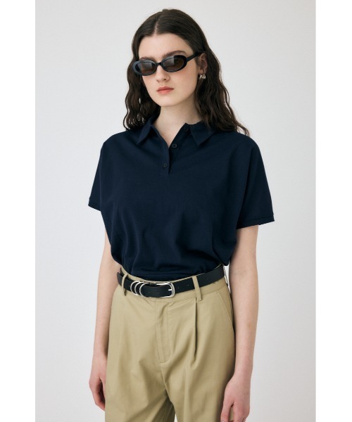 MOUSSY(マウジー)の「SHEER LOOSE ポロTシャツ(ポロシャツ・レディース・ダークネイビー/キナリ/ライトブルー・FREE)」の3枚目の写真