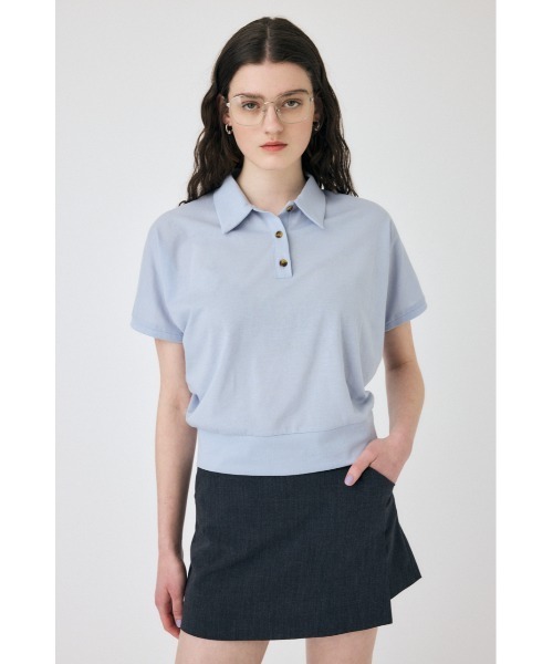 MOUSSY(マウジー)の「SHEER LOOSE ポロTシャツ(ポロシャツ・レディース・ダークネイビー/キナリ/ライトブルー・FREE)」の1枚目の写真