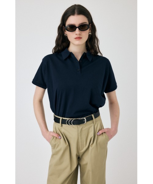 MOUSSY(マウジー)の「SHEER LOOSE ポロTシャツ(ポロシャツ・レディース・ダークネイビー/キナリ/ライトブルー・FREE)」の9枚目の写真