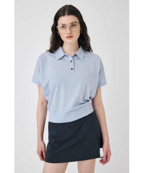 MOUSSY◆ポロシャツ/FREE/ポリエステル/BLU/010GAJ01-5130-1 MOUSSY(マウジー) / ポロシャツ/FREE/ポリエステル/BLU/010GAJ01