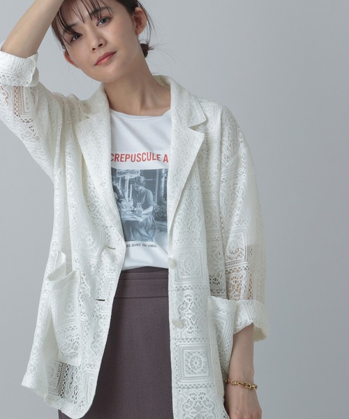 GLOBAL WORK（グローバルワーク）の「MATINEE LINE/レースジャケット/327905（その他アウター・レディース・ブラック/オフホワイト・SMALL/MEDIUM/LARGE）」の3枚目の写真