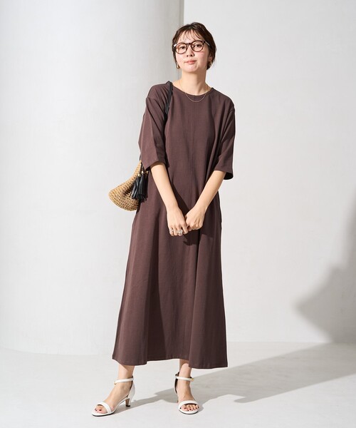 DABUWAWA 半袖 Aライン スリムワンピース ショート French Blue DABUWAWA 半袖 Aライン スリムワンピース ショート French Blue