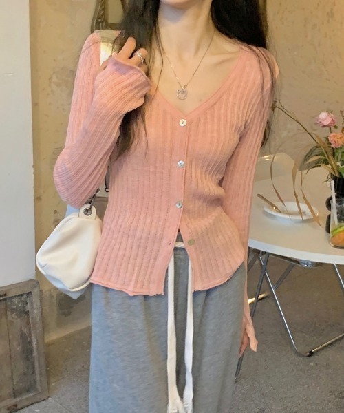 Teem Store(チームストア)の「リブコンパクトカーディガン(カーディガン/ボレロ・レディース・ピンク/グレー/ベージュ/ブラック・L/M)」の20枚目の写真
