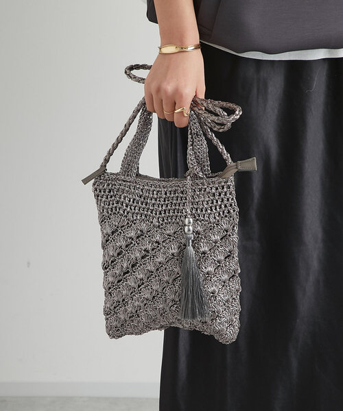 un dix cors（アンディコール）の「メタリック柄編みミニショルダー（ショルダーバッグ・レディース・ブロンズ/シルバー・FREE）」の9枚目の写真