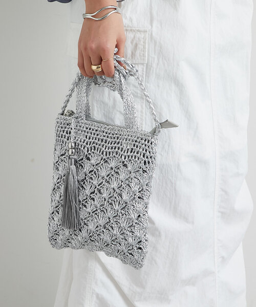 un dix cors（アンディコール）の「メタリック柄編みミニショルダー（ショルダーバッグ・レディース・ブロンズ/シルバー・FREE）」の15枚目の写真