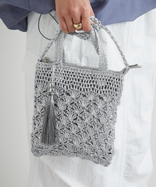 un dix cors（アンディコール）の「メタリック柄編みミニショルダー（ショルダーバッグ・レディース・ブロンズ/シルバー・FREE）」の13枚目の写真