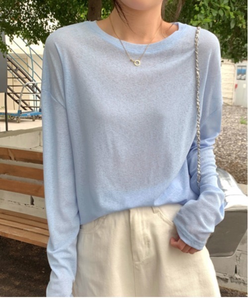 Per sist ence(パーシエンス)の「ロングスリーブシアートップス(Tシャツ/カットソー・レディース・イエロー/ホワイト/ピンク/ブルー/ブラック・FREE)」の18枚目の写真