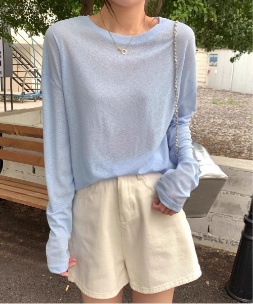 Per sist ence(パーシエンス)の「ロングスリーブシアートップス(Tシャツ/カットソー・レディース・イエロー/ホワイト/ピンク/ブルー/ブラック・FREE)」の20枚目の写真