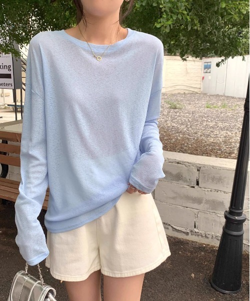 Per sist ence(パーシエンス)の「ロングスリーブシアートップス(Tシャツ/カットソー・レディース・イエロー/ホワイト/ピンク/ブルー/ブラック・FREE)」の21枚目の写真