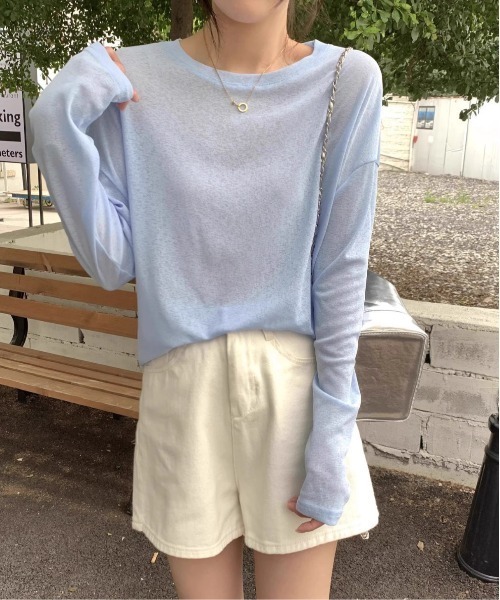 Per sist ence(パーシエンス)の「ロングスリーブシアートップス(Tシャツ/カットソー・レディース・イエロー/ホワイト/ピンク/ブルー/ブラック・FREE)」の22枚目の写真