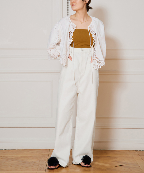 IENA LA BOUCLE ハイウエストホワイトデニムパンツ（デニムパンツ  