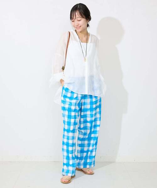 SLOBE IENA（スローブイエナ）の「ラミースキッパーシャツ（シャツ/ブラウス・レディース・ネイビー/ホワイト/グリーン/ピンク・FREE）」の7枚目の写真