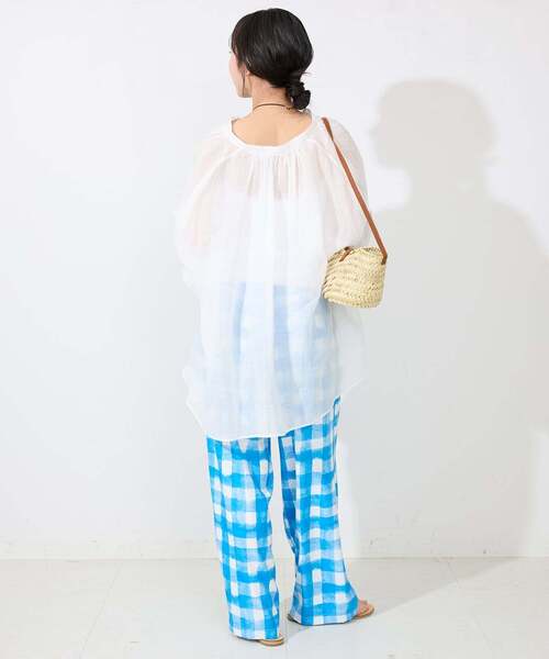 SLOBE IENA（スローブイエナ）の「ラミースキッパーシャツ（シャツ/ブラウス・レディース・ネイビー/ホワイト/グリーン/ピンク・FREE）」の8枚目の写真