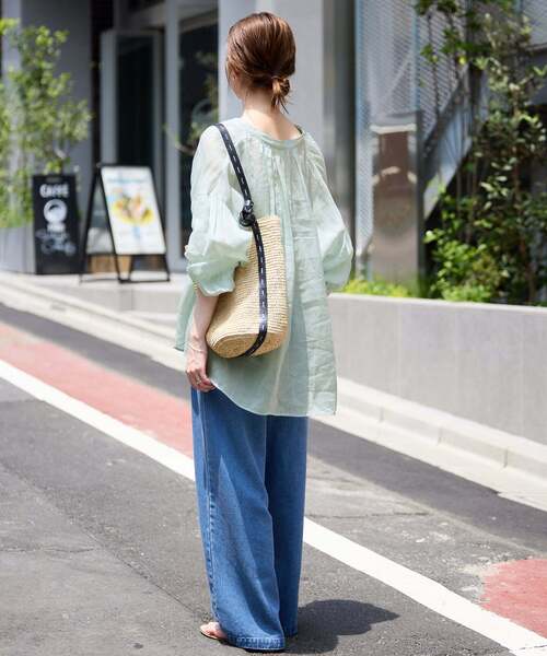 SLOBE IENA（スローブイエナ）の「ラミースキッパーシャツ（シャツ/ブラウス・レディース・ネイビー/ホワイト/グリーン/ピンク・FREE）」の11枚目の写真