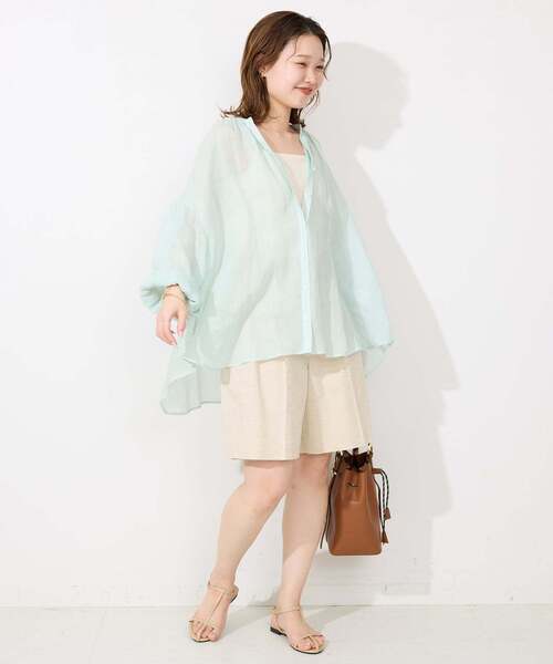 SLOBE IENA ラミースキッパーシャツ　グリーン スローブ イエナ SLOBE IENA ラミースキッパーシャツ （グリーン