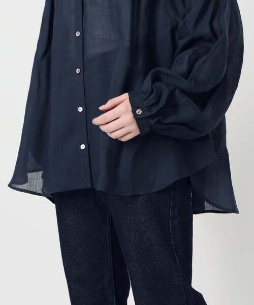 ラミースキッパーシャツ　スローブイエナ　ネイビー ラミースキッパーシャツ（シャツ/ブラウス）｜SLOBE IENA