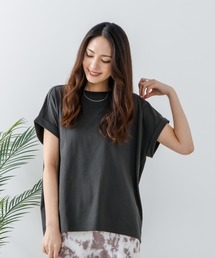 【汗染みの目立ちにくいTシャツ ZEROSTAIN/ゼロステイン】ロールカフラウンドヘムTシャツ 撥水・防汚加工 涼しい・透けにくい 大人カジュアル