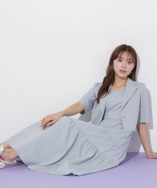 JILL by JILL STUART(ジルバイジルスチュアート)の「◇ジャケットジャンスカセットアップ(ワンピース・レディース・ホワイト系その他/ブルー/チャコールグレー・FREE)」の3枚目の写真