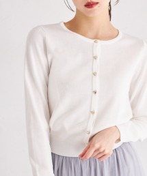 tocco closet（トッコ　クローゼット）の「ＵＶカット＆接触冷感＆ハンドウォッシュ♪超強撚ハート釦カーディガン（カーディガン/ボレロ）」
