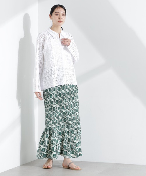 sara mallika（サラ マリカ）の「Sara mallika/COTTON POPLIN SHIRRING SKIRT（スカート・レディース・グリーン・FREE）」の4枚目の写真