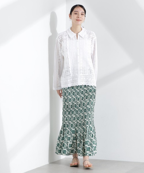 sara mallika（サラ マリカ）の「Sara mallika/COTTON POPLIN SHIRRING SKIRT（スカート・レディース・グリーン・FREE）」の5枚目の写真