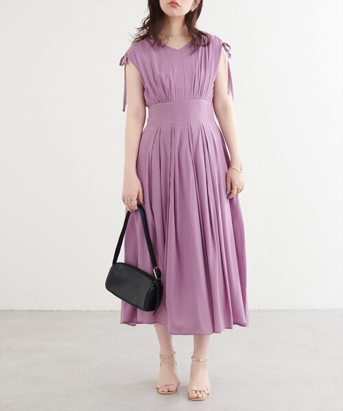 【美品】ナチュラルクチュール ドロストリボンハイウエストワンピース ドロストリボンハイウエストワンピース | natural couture