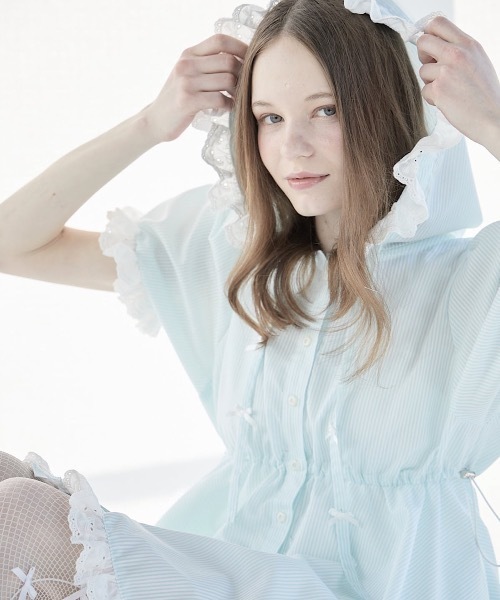 高質で安価 ストライプレースミニワンピース（ワンピース）｜lilLilly ワンピース