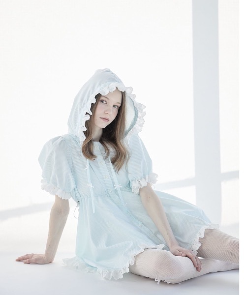 格安新品  ストライプレースミニワンピース（ワンピース）｜lilLilly ワンピース