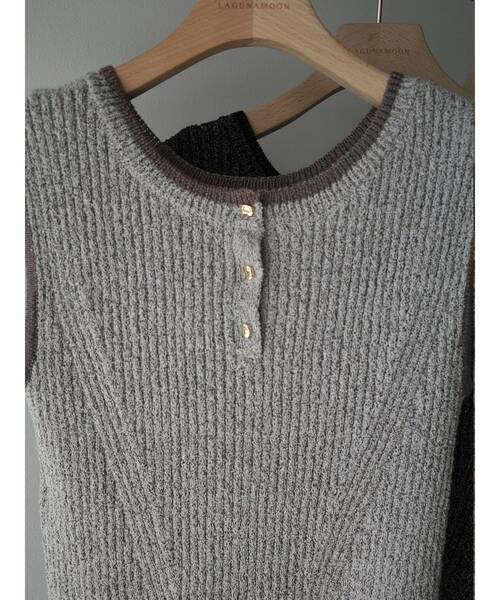 LAGUNAMOON（ラグナムーン）の「ミニマルメランジニットプルオーバー（ニット/セーター・レディース・ベージュ/ブラウン/ブラック/ライトブルー・FREE）」の6枚目の写真