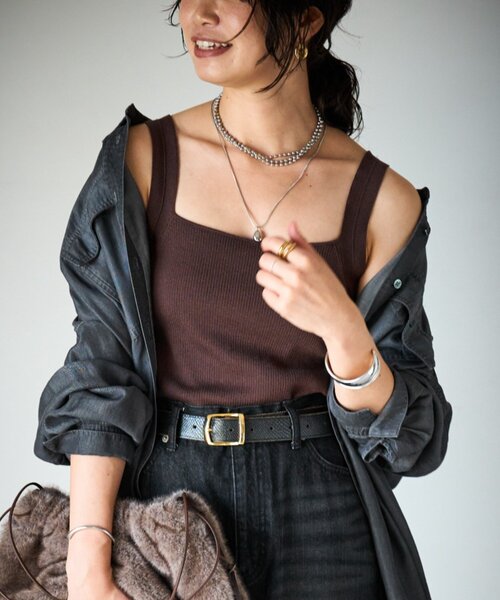 RIVE DROITE(リヴドロワ)の「【アンサンブル対応可】シルク混2wayニットキャミ(キャミソール・レディース・ホワイト/ブラウン/ブラック・FREE)」の3枚目の写真