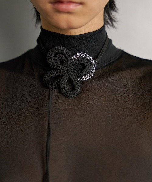 RUMCHE ラムシェ　フラワーボンドヤーンチョーカー　ネイビー Flower Bond Yarn Choker / フラワーボンドヤーンチョーカー