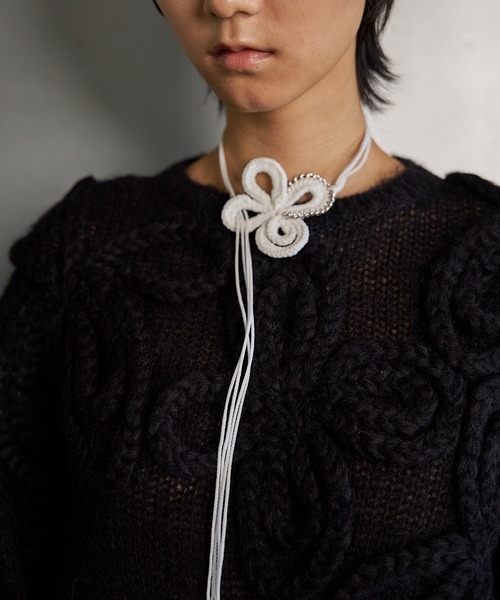 RUMCHE ラムシェ　フラワーボンドヤーンチョーカー　ネイビー Flower Bond Yarn Choker / フラワーボンドヤーンチョーカー