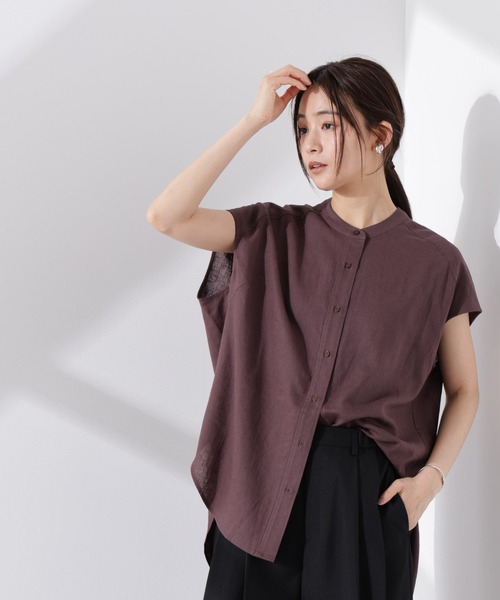 NANO universe(ナノユニバース)の「Anti Smell Linen フレンチスリーブシャツ(シャツ/ブラウス・レディース・ホワイト/ブラウン/チャコール・FREE)」の11枚目の写真