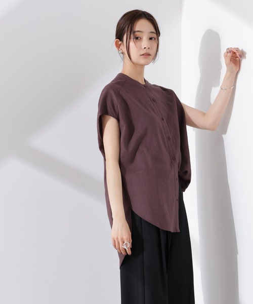 NANO universe(ナノユニバース)の「Anti Smell Linen フレンチスリーブシャツ(シャツ/ブラウス・レディース・ホワイト/ブラウン/チャコール・FREE)」の12枚目の写真