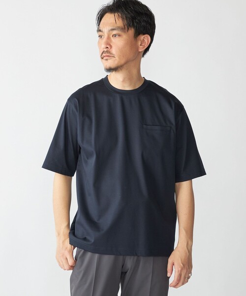 SHIPS（シップス）の「SHIPS: 〈接触冷感 / 抗菌防臭機能〉クールタッチ スムース Tシャツ（Tシャツ/カットソー・メンズ・ブラック/ネイビー/ダークブルー/ホワイト・SMALL/MEDIUM/LARGE/X-LARGE）」の3枚目の写真
